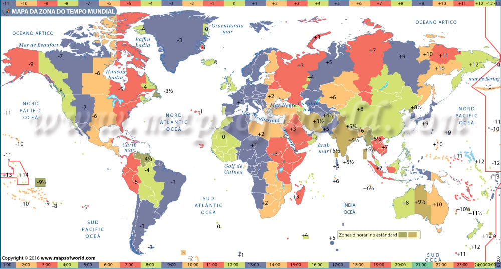 Mapa do fuso horário mundial