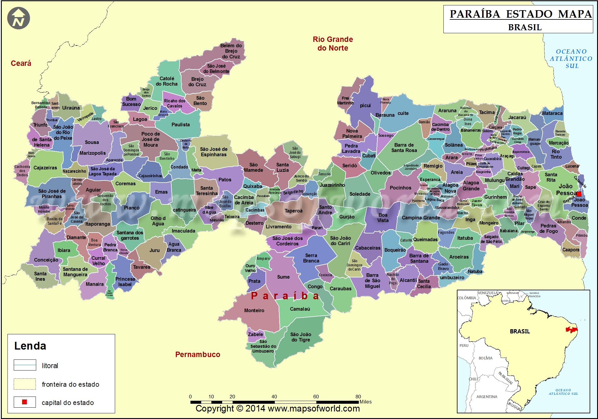 Para Ba Mapa Para Ba Estado Mapa Brasil   Paraiba Big Mapa 