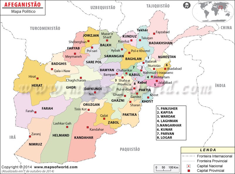 Mapa do Afeganistão