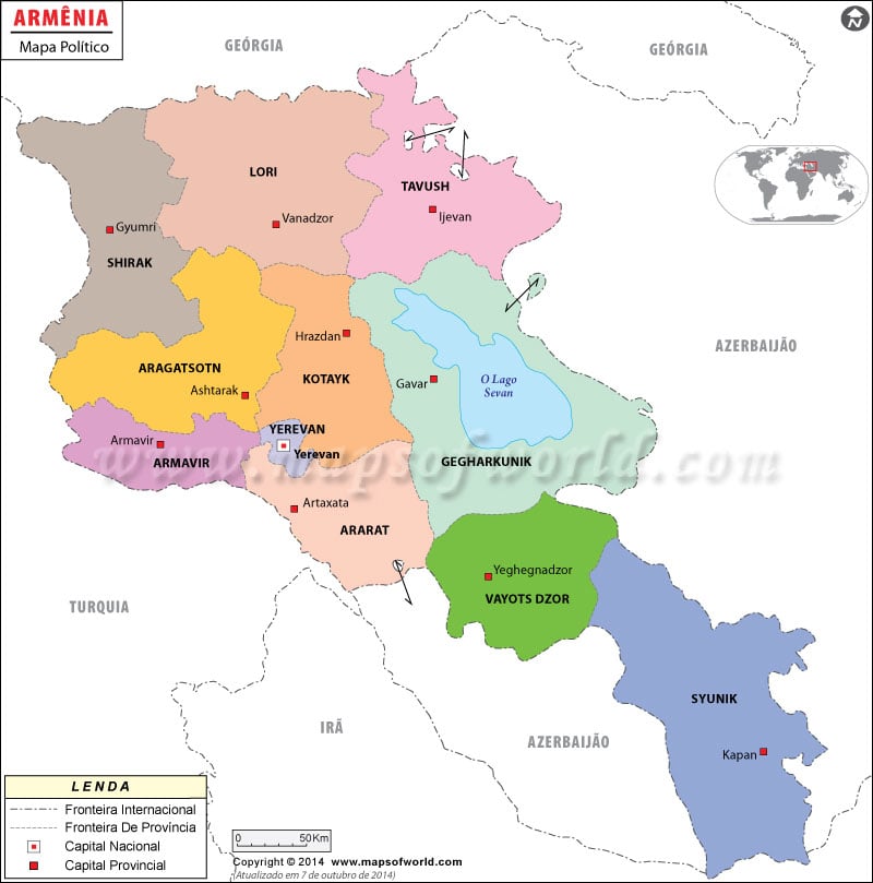 Mapa do Arménia
