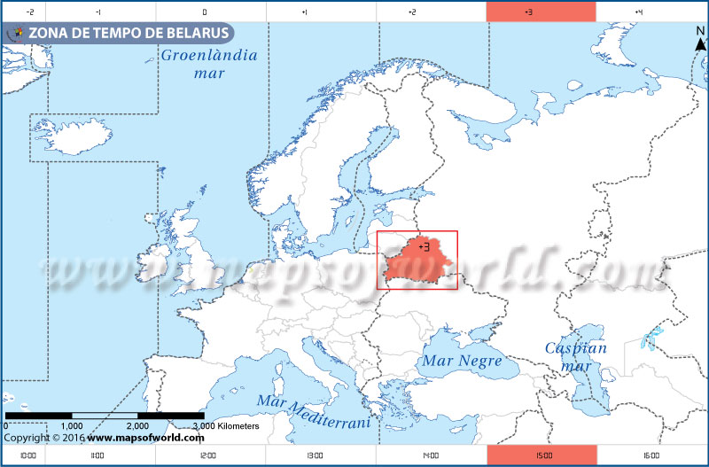 Mapa do fuso horário na Bielorrússia