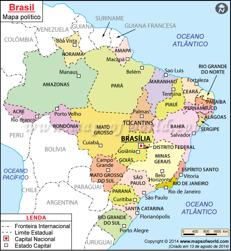 Mapa do brasil com divisas