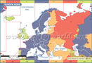 Mapa do fuso horário da Europa