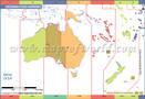 Mapa do fuso horário da Oceania