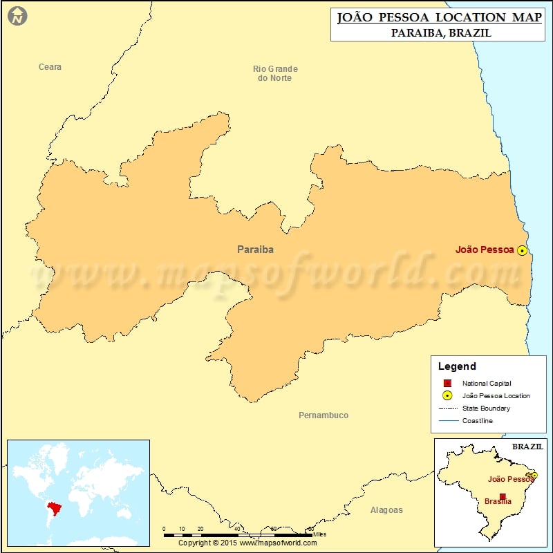 Onde está João Pessoa, Localização de João Pessoa no Brasil Mapa